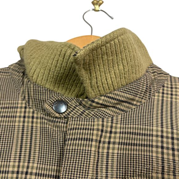 Volcom Full Zip Jacket Skate Surf Casual Plaid Olive Tan Black Knit Collar - M - Picture 3 of 11